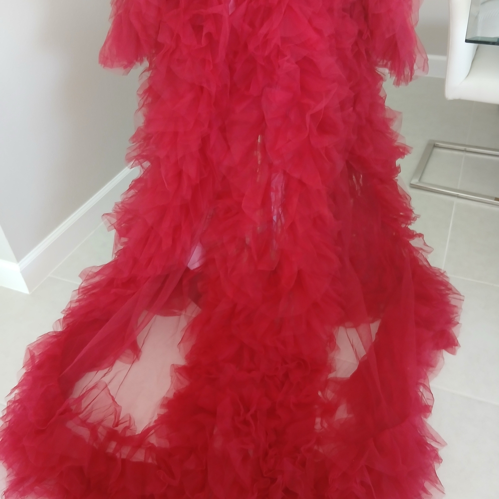 Red Sheer Ruffled Robe - Picture 5 of 6